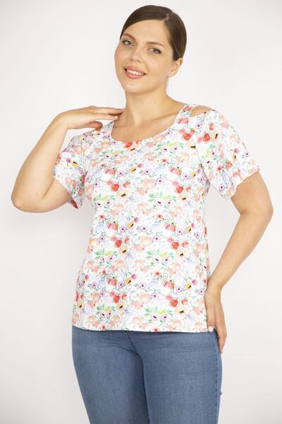 Şans Γυναικεία πολύχρωμη μεγάλη μπλούζα με λουράκι ώμου 65n36599