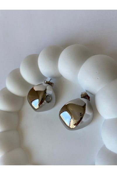 marsel aksesuar Xuping Ellipse Strip Plate Silver Earrings