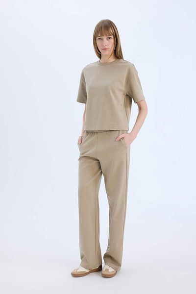 DeFacto Pantaloni de sport cu picioare late, cu picioare late, talie elastică, buzunare, de bază, uni D3759ax25sp