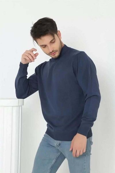 modamtn Men's Half Turtleneck Knitwear Sweater - Indigo