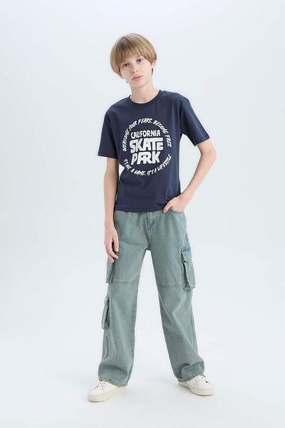DeFacto Bedrucktes Kurzarm-T-Shirt mit Rundhalsausschnitt für Jungen D9261A825SM