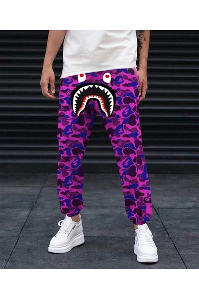 modamtn Unisex Pubg Bape X Shark Sweatpants - Purple