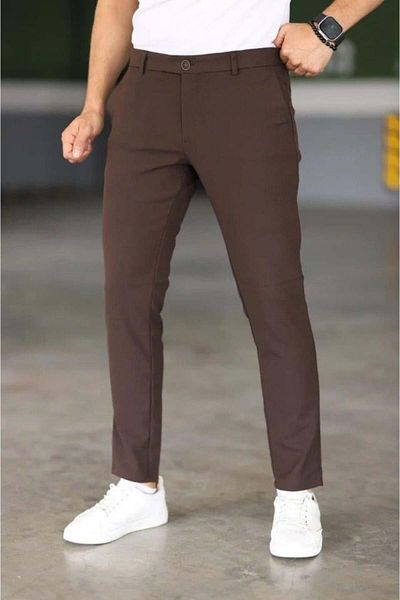 modamtn Men's Straight Cut Ankle Length Fabric Trousers