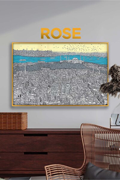 bds art sanatı evinize taşır İstanbul Boğazı Eskiz LED Işıklı Cam Tablo