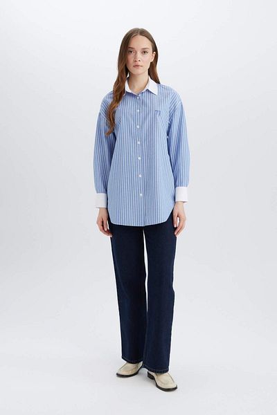 DeFacto Tunica cu maneca lunga din poplin Relax Fit E1756AX25SP