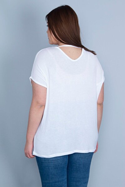 Şans Γυναικεία Μπλούζα με Λεπτό Κόκκαλο Λεπτό Βισκόζη με V λαιμόκοψη και Χαμηλό μανίκι 65n23663