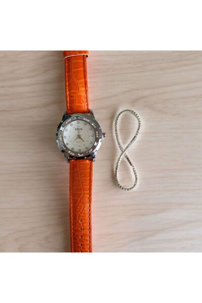 OEM Casual orange women's watch with bracelet included
