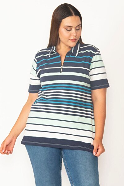 Şans Жіноча зелена великого розміру бавовняна тканина з переднім паттом на бл...