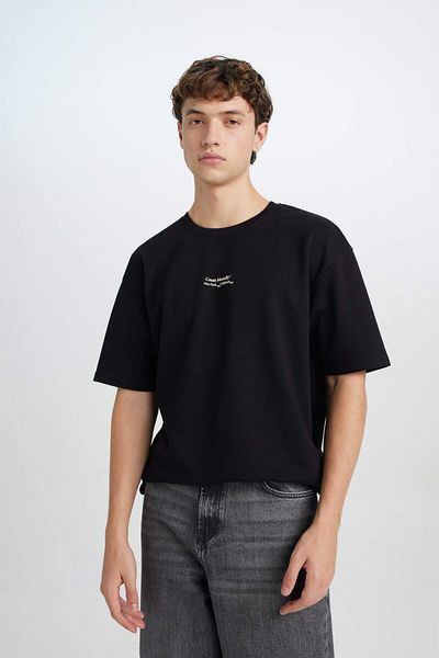 DeFacto Boxy Fit Crew Neck Printed Short Sleeve Heavy Fabric T-Shirt D5494Ax25Sp