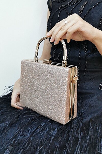 NAZART Kadın Pudra Kum Sim Abiye Clutch Çantası