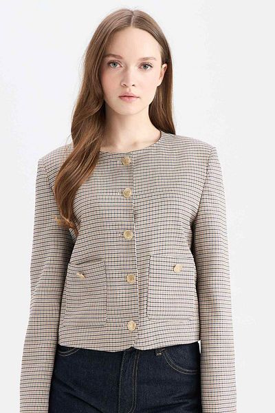 DeFacto Jachetă blazer cu decolteu cu model geometric E5231AX24CW