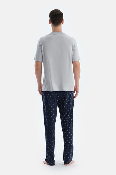 Dagi Set de pijamale triplu, gri, cu mâneci scurte, tricou, pantaloni scurți