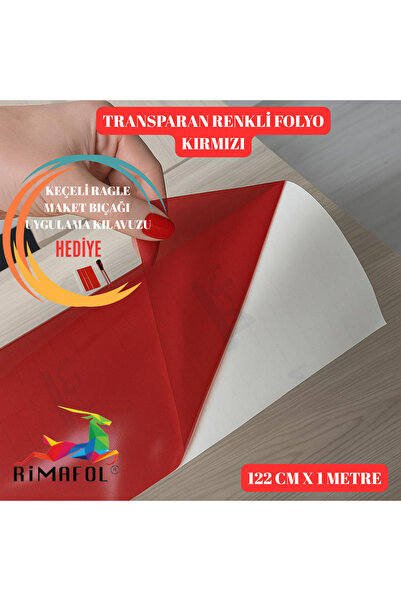 Genel Markalar Transparan Renkli Folyo Yapışkanlı KIRMIZI 122cm x 1metre