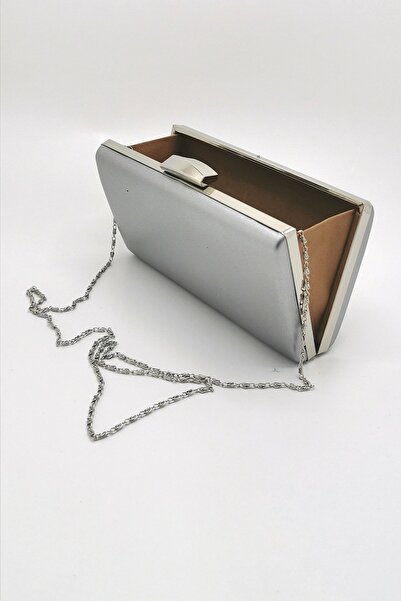 NAZART Βραδινή τσάντα φορέματος από ασημί ύφασμα