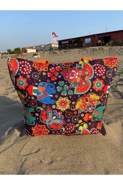 MER HOME Ethnic Elephant Pattern με φερμουάρ με επένδυση τσάντα παραλίας καθημερινή τσάντα ώμου