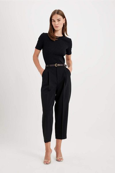 DeFacto High Waist Short Leg Ankle Length Pants with Carrot Fit Pockets