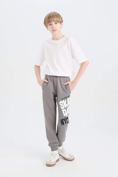 DeFacto Pantaloni de sport imprimați pentru băieți, cu talie elastică și picioare D9927A825SP
