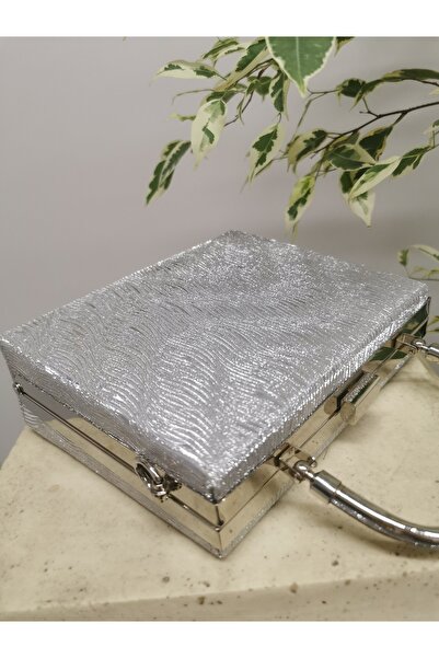 NAZART Women's Wavy Silver Evening Dress Clutch Chain Strap Hand Wedding Engagement Night Shoulder Bag