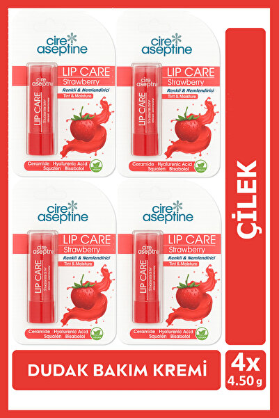 CIRE ASEPTINE Lip Care Strawberry (Çilek) Renkli Dudak Nemlendirici 4,5 G x 4...