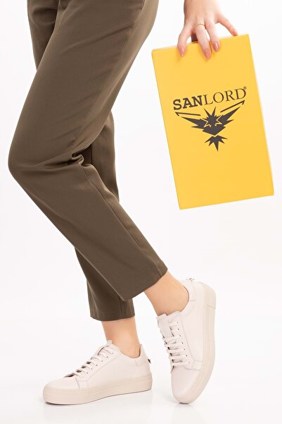 SANLORD SHOES SANLORD HAKİKİ DERİ RENGİNE RENK GÜNLÜK ANATOMİK SNEAKER - KREM...