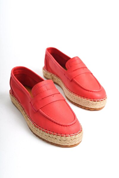 Mubiano Hakiki Deri MBSVK23A001-MRC Kadın Mercan Espadril & Babet