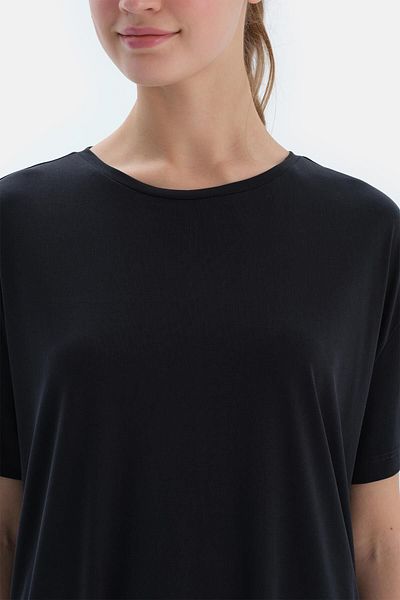 Dagi Tricou modal negru cu mânecă scurtă, cu cusătură pe spate