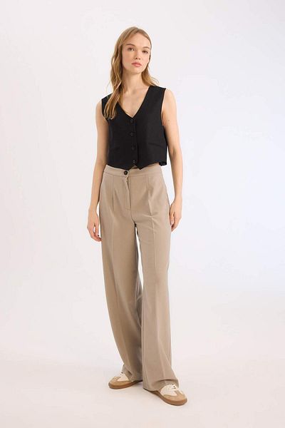 DeFacto High Waist Wide Leg Basic Pants - C6402Ax25Sp