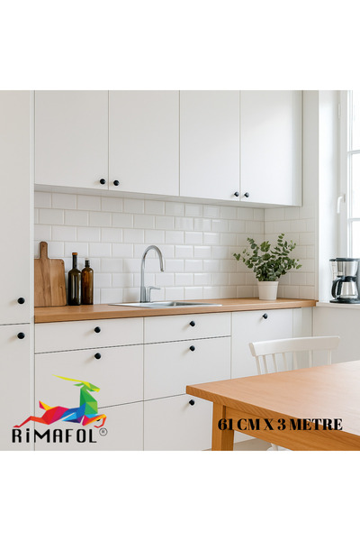 RİMAFOL Rimafol Kendinden Yapışkanlı Ahşap Görünümlü Mutfak Duvar Dolap Kaplama Folyosu 61cmx3metre