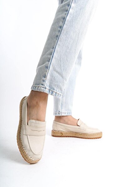 Mubiano Γνήσιο δέρμα MBSVK23A001-BJ Γυναικείες μπεζ εσπαντρίγιες & μπαλαρίνες