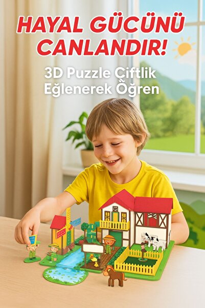 TOYFEST 3D Puzzle Farm - Educational Farm Themed Puzzle and Planting Set (108 Pieces)