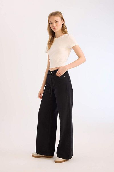 DeFacto Coool Wide Leg High Waist Gabardine Pants E1794Ax25Sp