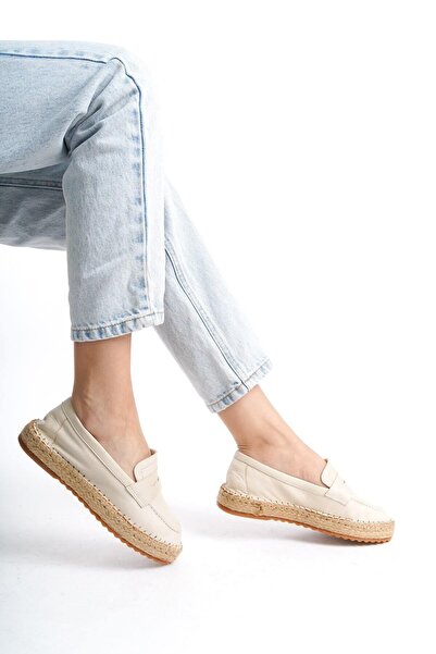 Mubiano Γνήσιο δέρμα MBSVK23A001-BJ Γυναικείες μπεζ εσπαντρίγιες & μπαλαρίνες