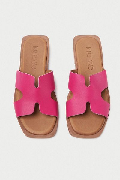 Mubiano Papuci plati fucsia pentru femei MBGVN656FS din piele naturala