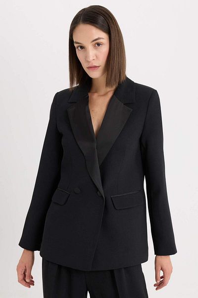 DeFacto Μπουφάν Crepe Blazer - Κανονική Εφαρμογή, Μοντέλο Πέτο, D9554AX24AU