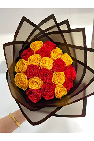 Kashpanya باقة الورد الأحمر الأصفر غير الباهت