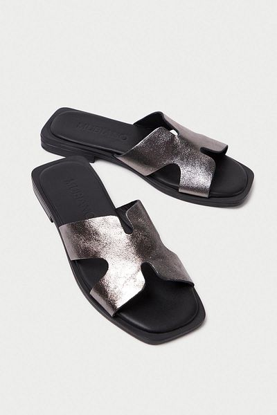 Mubiano Papuci de damă MBGVN656PLTSM din piele naturală Platinum/Sim
