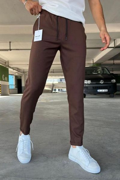 hello7 Pantaloni maro Jogger pentru bărbați, cu picioare duble, confortabile și elegante, stil casual