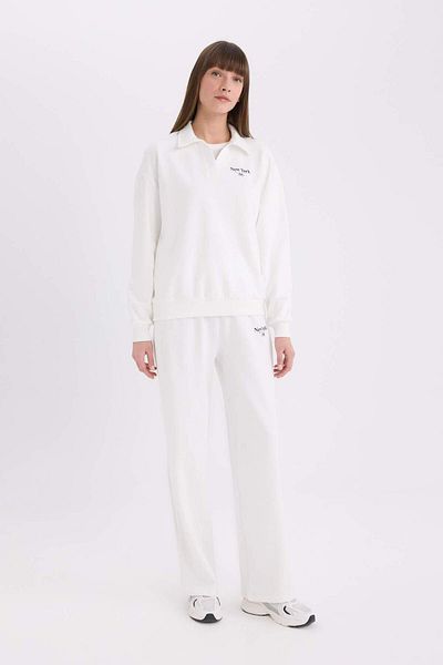 DeFacto Relax Fit Polo Neck Printed Thin Sweatshirt E6077Ax25Sp