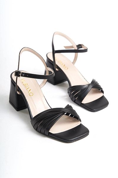 Mubiano Mbhrn503-S Women's Open Back Black Heeled Shoes