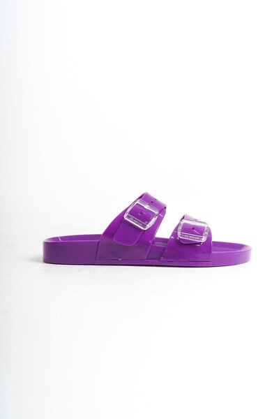 Mubiano Summer Women's Jelly Mat Purple Flat Slippers-Mstb146-Mr