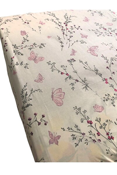 Lia's Boutique Cearceaf patut, bumbac 100%, dimensiuni 60 x 120 x 10 cm, model roz cu crengute