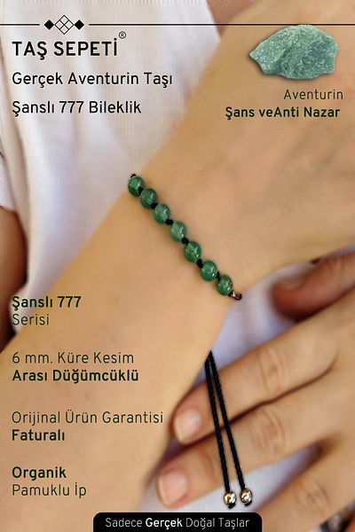 TAŞ SEPETİ 777 سلسلة لاكي سوار الحظ من الحجر الطبيعي الحقيقي للجنسين