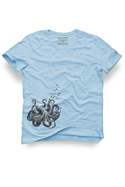 Tarrzzcom Octopus Design T-Shirt – Sea Themed Unisex 100% Cotton Light Blue R...
