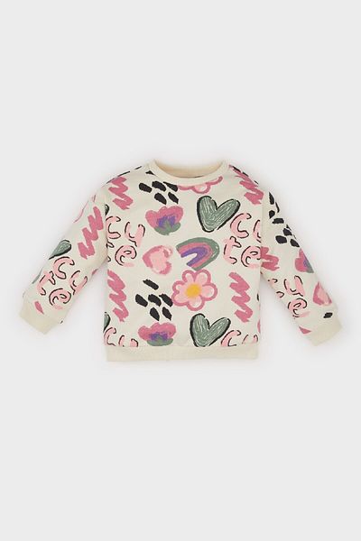 DeFacto Baby Girl Print Crew Neck Sweatshirt E0194A525Sp