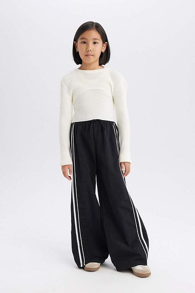 DeFacto Pantaloni pentru fete cu talie elastică cu picioare late D8485A825SP