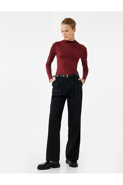 Koton Slim Fit Ελαφρύ γιακά με ντραπέ Λεπτομερές μακρυμάνικο κορμάκι