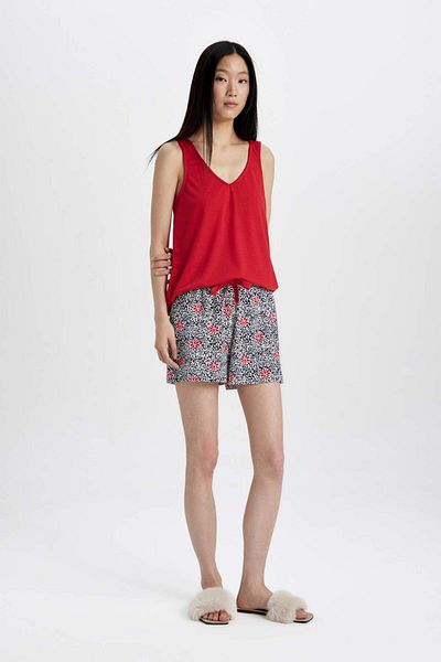 DeFacto Fall in Love Pajama Set Sleeveless Top Shorts B8682Ax24Sm
