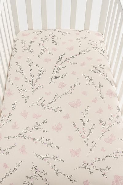 Lia's Boutique Cearceaf patut, bumbac 100%, dimensiuni 60 x 120 x 10 cm, model roz cu crengute