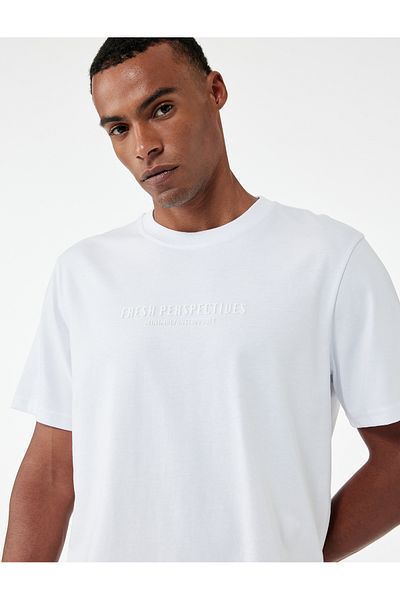 Koton Tricou cu mânecă scurtă imprimat din bumbac cu decolteu rotund