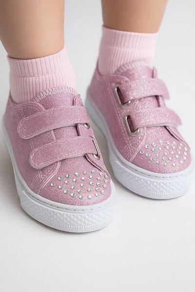 KATEYLER Lilac Glitter Velcro Lighted Orthopedic Girls' Sports Shoes, Girls' Casual Shoes 21-30 Lighted